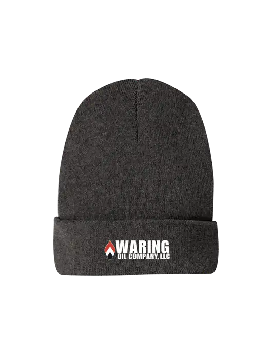 Recycled Charcoal Heather Beanie w/Waring Oil Logo