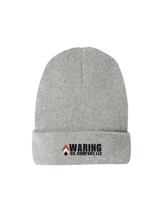 Recycled Light Heather Grey Beanie w/Waring Oil Logo
