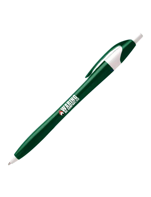 Novella Green/White Executive Pen - Blue Ink w/Waring Oil Logo