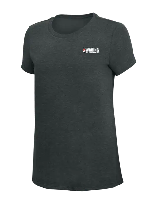 Womens Simply Soft Black Frost 4.5oz Poly/Combed Ring Spun Cotton T-Shirt w/Waring Oil Logo