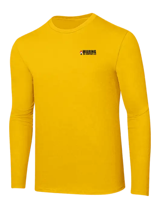 Ring Spun Yellow Gold 4.5 oz Long Sleeve T-Shirt
 w/Waring Oil Logo