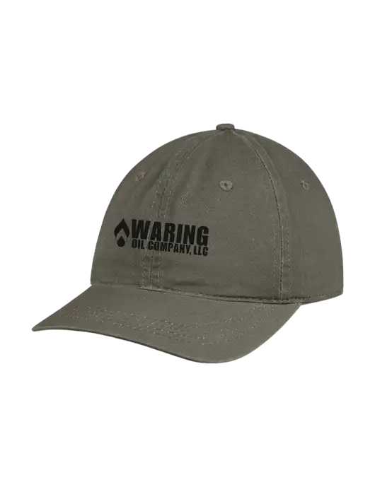 Garment Washed Unstructured Twill Olive Cap w/Waring Oil Logo