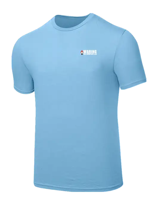 Seriously Soft Light Blue T-Shirt w/Waring Oil Logo