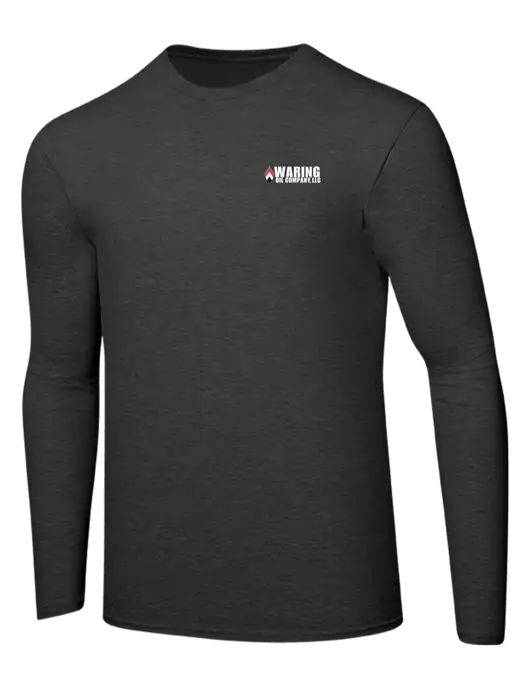 Ring Spun Dark Heather Grey 4.5 oz Long Sleeve T-Shirt w/Waring Oil Logo