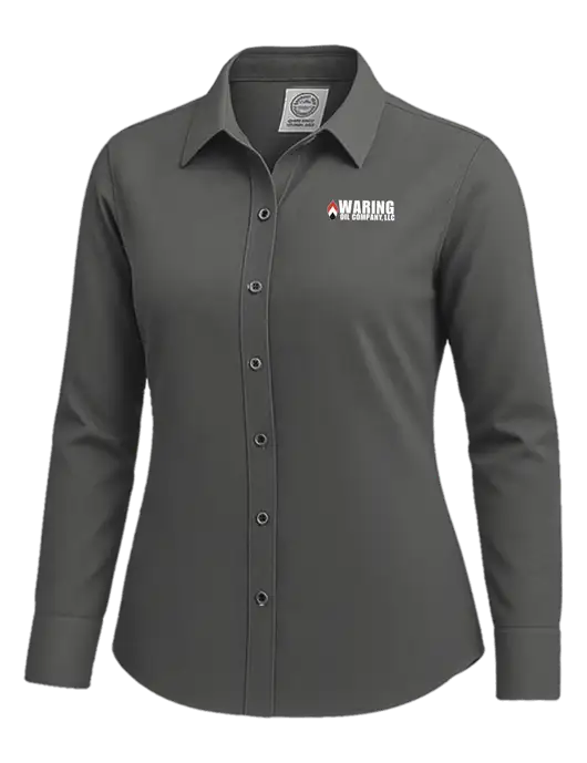 Brooks Brothers Womens Dark Grey Wrinkle-Free Stretch Nailhead Shirt w/Waring Oil Logo