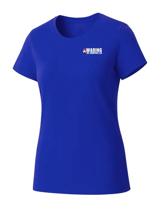 Womens Seriously Soft Royal T-Shirt w/Waring Oil Logo