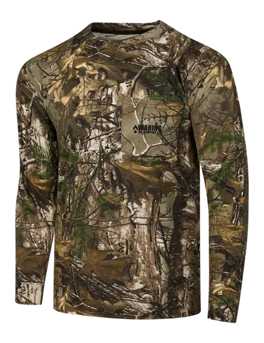 Russell Outdoors Realtree Edge Camo Long Sleeve Pocket T-Shirt w/Waring Oil Logo