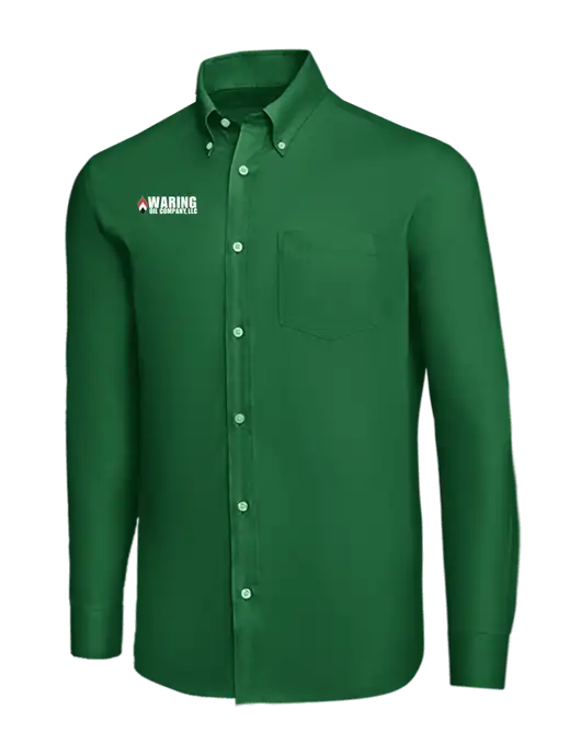 Brooks Brothers Medium Green Wrinkle-Free Stretch Nailhead Shirt w/Waring Oil Logo