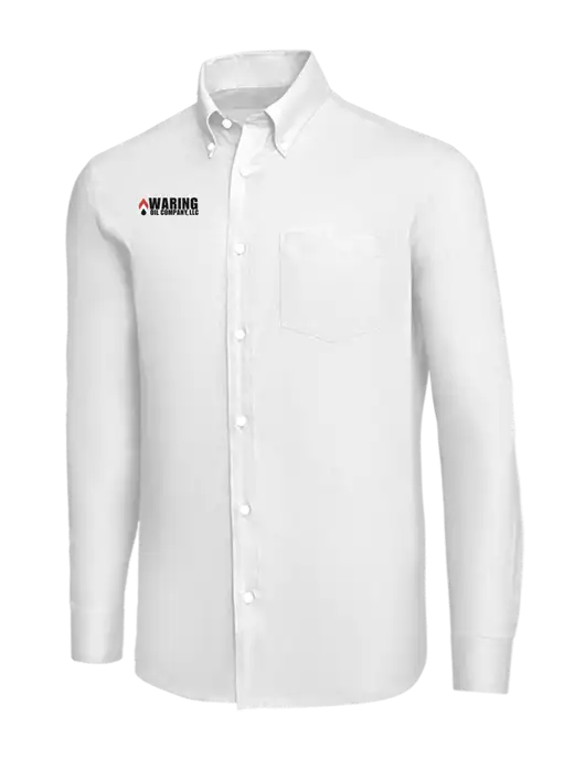 Brooks Brothers White Wrinkle-Free Stretch Nailhead Shirt w/Waring Oil Logo