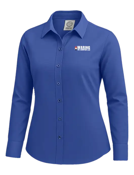 Brooks Brothers Womens Royal Blue Wrinkle-Free Stretch Nailhead Shirt w/Waring Oil Logo