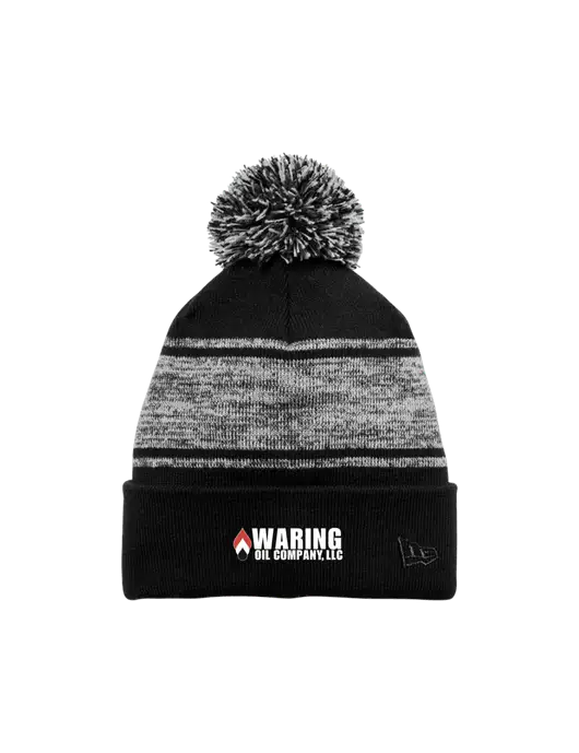 New Era Black/Charcoal Knit Chilled Pom Beanie w/Waring Oil Logo
