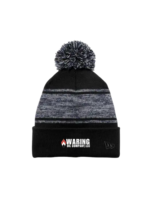 New Era Black/Navy Knit Chilled Pom Beanie w/Waring Oil Logo