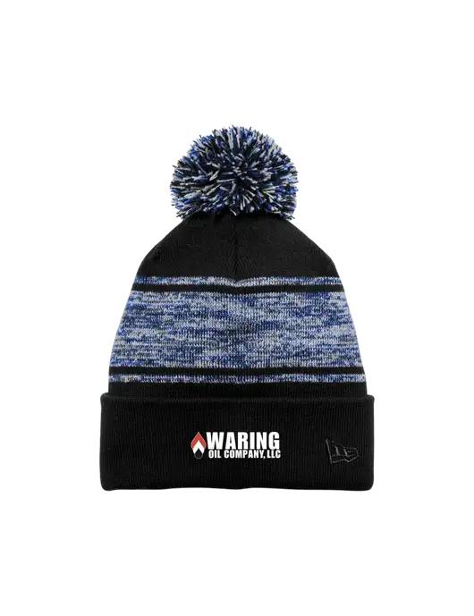New Era Black/Royal Knit Chilled Pom Beanie w/Waring Oil Logo