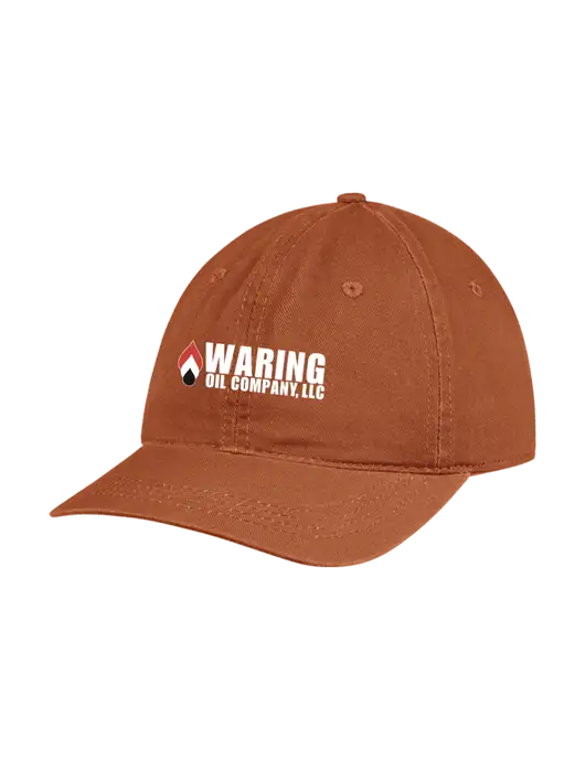 Garment Washed Unstructured Twill Burnt Orange Cap w/Waring Oil Logo