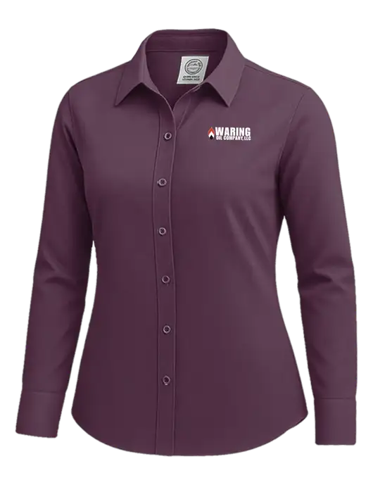 Brooks Brothers Womens Eggplant Wrinkle-Free Stretch Nailhead Shirt w/Waring Oil Logo