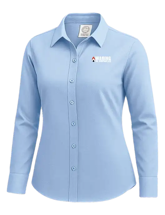 Brooks Brothers Womens Light Blue Wrinkle-Free Stretch Nailhead Shirt w/Waring Oil Logo