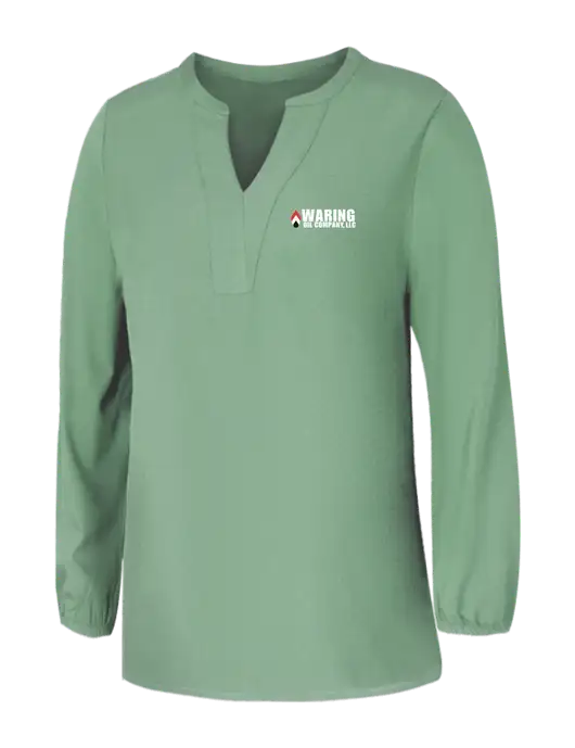 Mercer+Mettle Womens Sage Green Stretch Crepe 3/4 Sleeve Blouse w/Waring Oil Logo