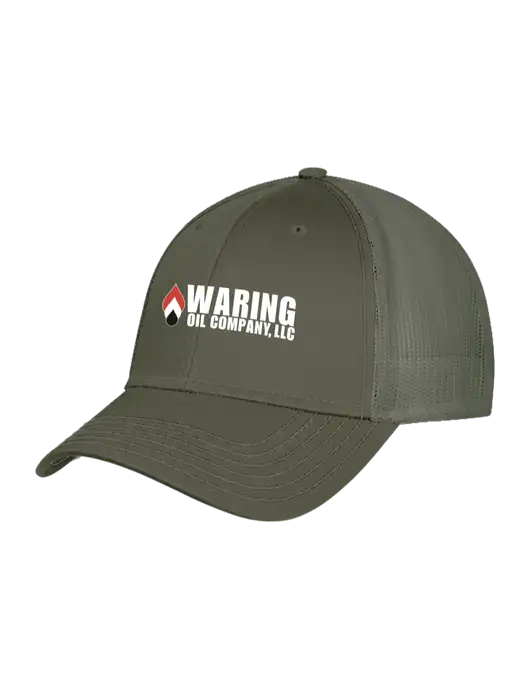 Olive Green Mesh Trucker Cap Snap Back w/Waring Oil Logo
