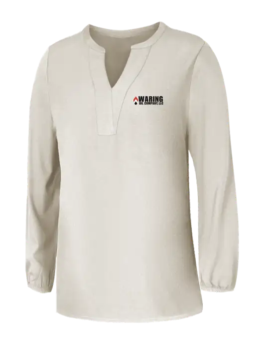 Mercer+Mettle Womens Ivory Stretch Crepe 3/4 Sleeve Blouse w/Waring Oil Logo