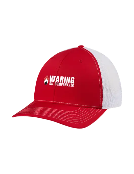 Richardson Adjustable Snapback Original 112 Trucker Cap Red w/White Mesh w/Waring Oil Logo