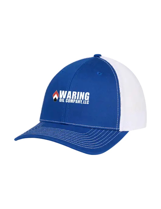 Richardson Adjustable Snapback Original 112 Trucker Cap Royal w/White Mesh w/Waring Oil Logo
