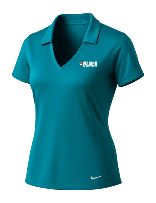 NIKE Dark Teal Womens Dri-Fit Vertical Mesh Polo w/Waring Oil Logo
