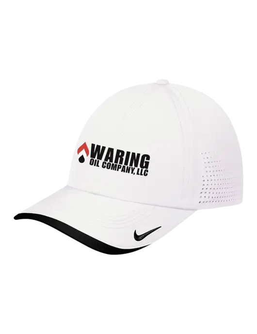 Nike White/Black Dri-FIT Perforated Performance Cap w/Waring Oil Logo