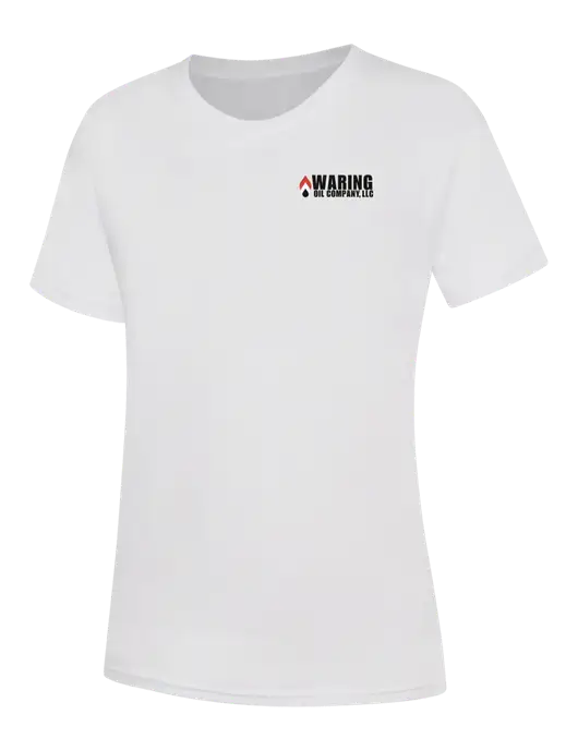 Womens White Core Blend Tee w/Waring Oil Logo
