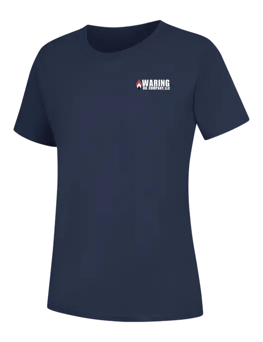 Womens Navy Core Blend Tee w/Waring Oil Logo