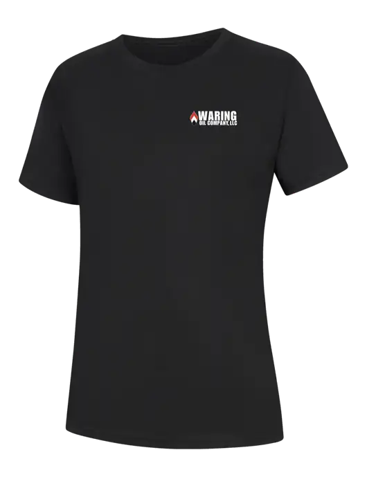 Womens Black Core Blend Tee w/Waring Oil Logo