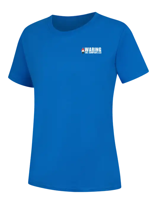 Womens Royal Blue Core Blend Tee w/Waring Oil Logo