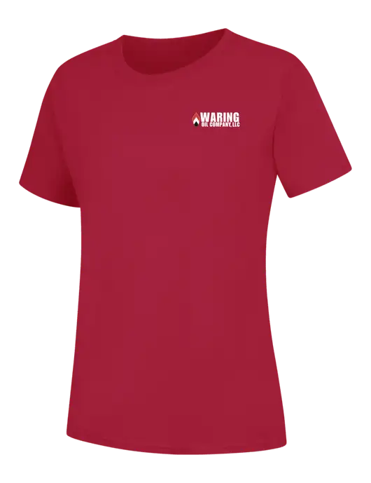 Womens Red Core Blend Tee w/Waring Oil Logo