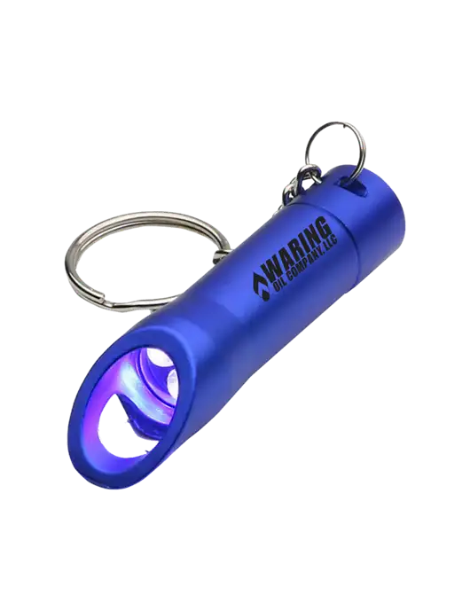 Royal Pocket LED Flashlight with Bottle Opener & Keychain w/Waring Oil Logo
