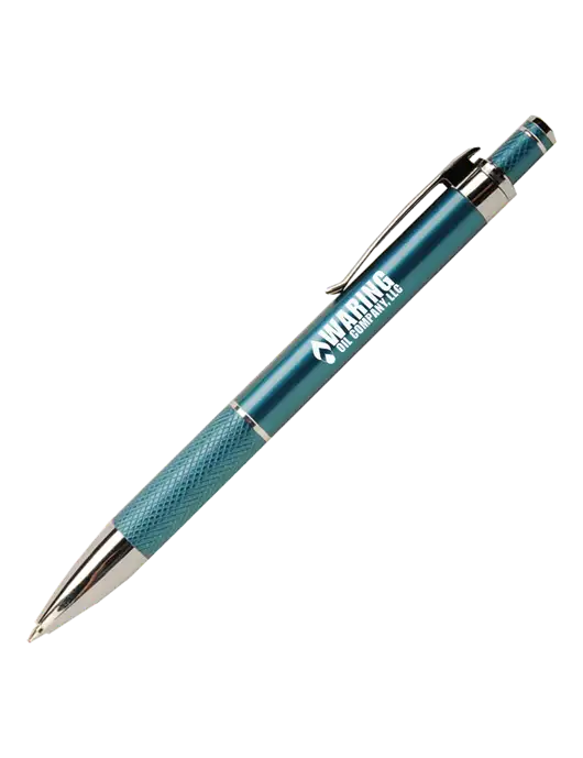 Diamond Etched Teal Pen - Black Ink w/Waring Oil Logo