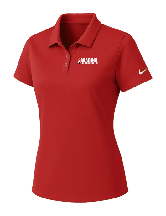 Nike Womens Red Dry Essential Solid Polo w/Waring Oil Logo