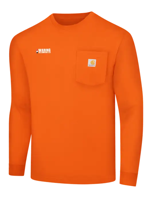 Carhartt Orange Workwear Pocket Long Sleeve T-Shirt w/Waring Oil Logo