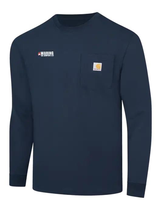 Carhartt Navy Workwear Pocket Long Sleeve T-Shirt w/Waring Oil Logo