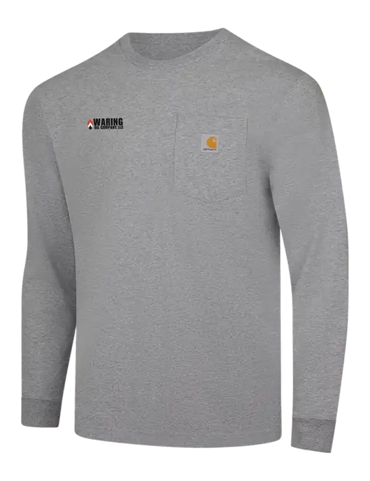 Carhartt Light Grey Heather Workwear Pocket Long Sleeve T-Shirt w/Waring Oil Logo