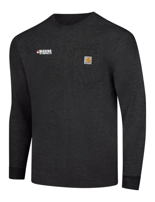 Carhartt Dark Grey Heather Workwear Pocket Long Sleeve T-Shirt w/Waring Oil Logo