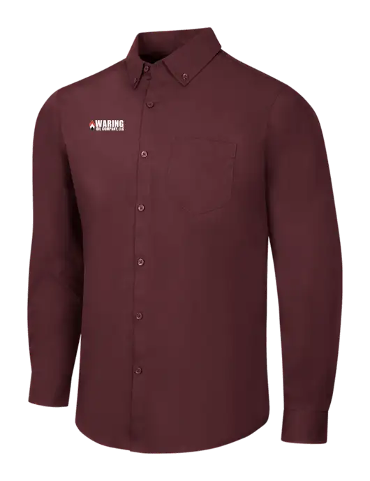 Maroon Long Sleeve Carefree Poplin Shirt w/Waring Oil Logo