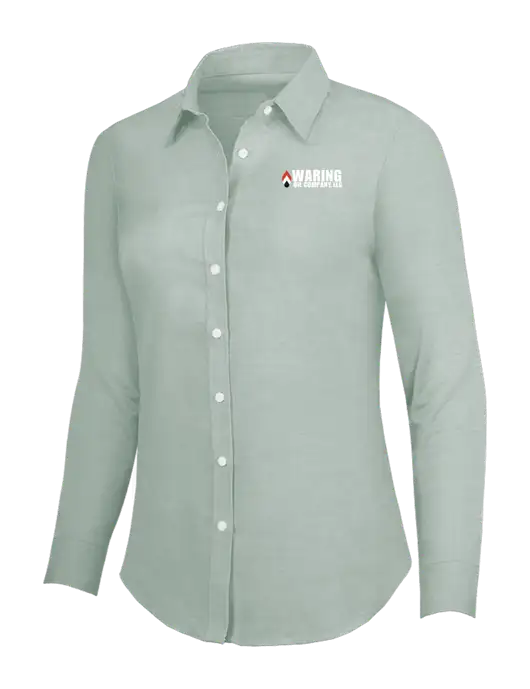 Very Light Green Womens SuperPro Oxford Shirt w/Waring Oil Logo