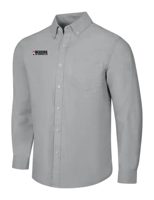 Light Grey SuperPro Oxford Shirt w/Waring Oil Logo