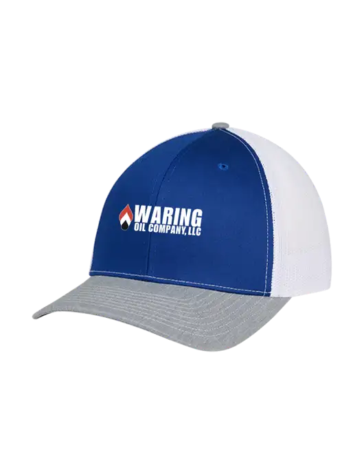 Richardson Adjustable Snapback Original 112 Trucker Cap Royal/HeatherGrey/White Mesh w/Waring Oil Logo