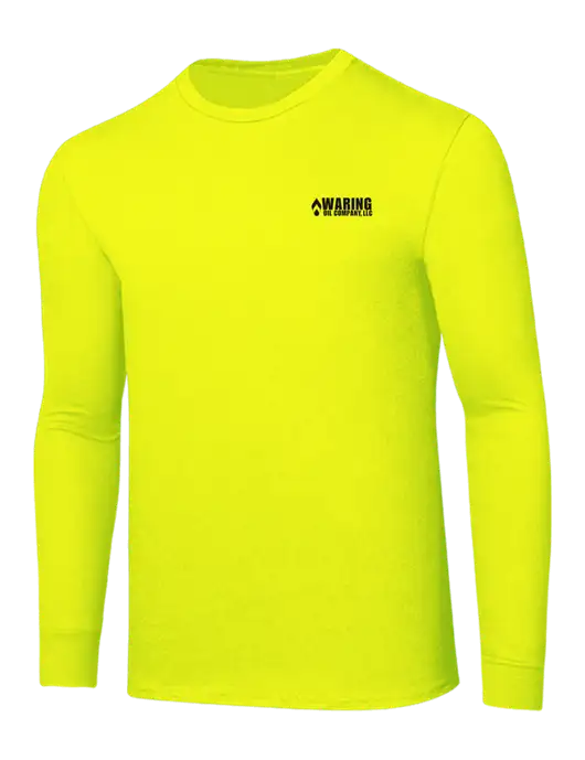 Core Blend Safety Yellow Long Sleeve Tee w/Waring Oil Logo