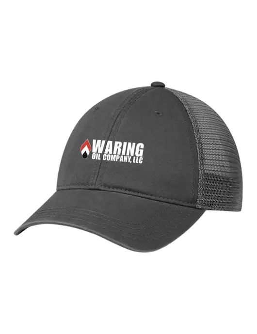 Richardson 111 Garment Washed Trucker Cap Charcoal w/Charcoal Mesh w/Waring Oil Logo