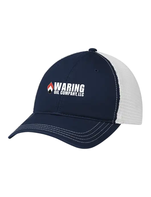 Richardson 111 Garment Washed Trucker Cap Navy w/White Mesh w/Waring Oil Logo