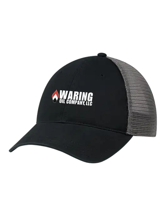 Richardson 111 Garment Washed Trucker Cap Black w/Charcoal Mesh w/Waring Oil Logo