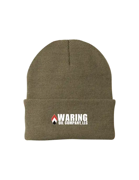 Dark Tan Knit Cap w/Waring Oil Logo