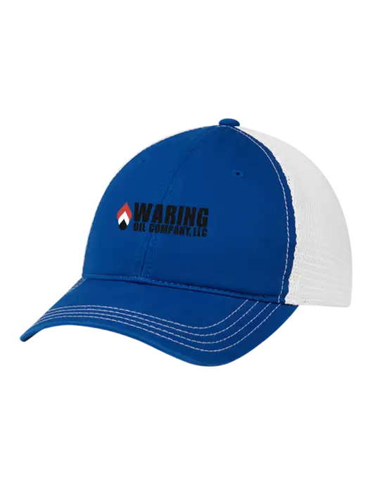 Richardson 111 Garment Washed Trucker Cap Royal w/White Mesh w/Waring Oil Logo