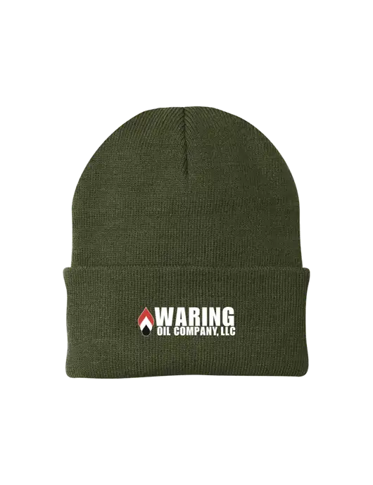 Dark Olive Green Knit Cap w/Waring Oil Logo